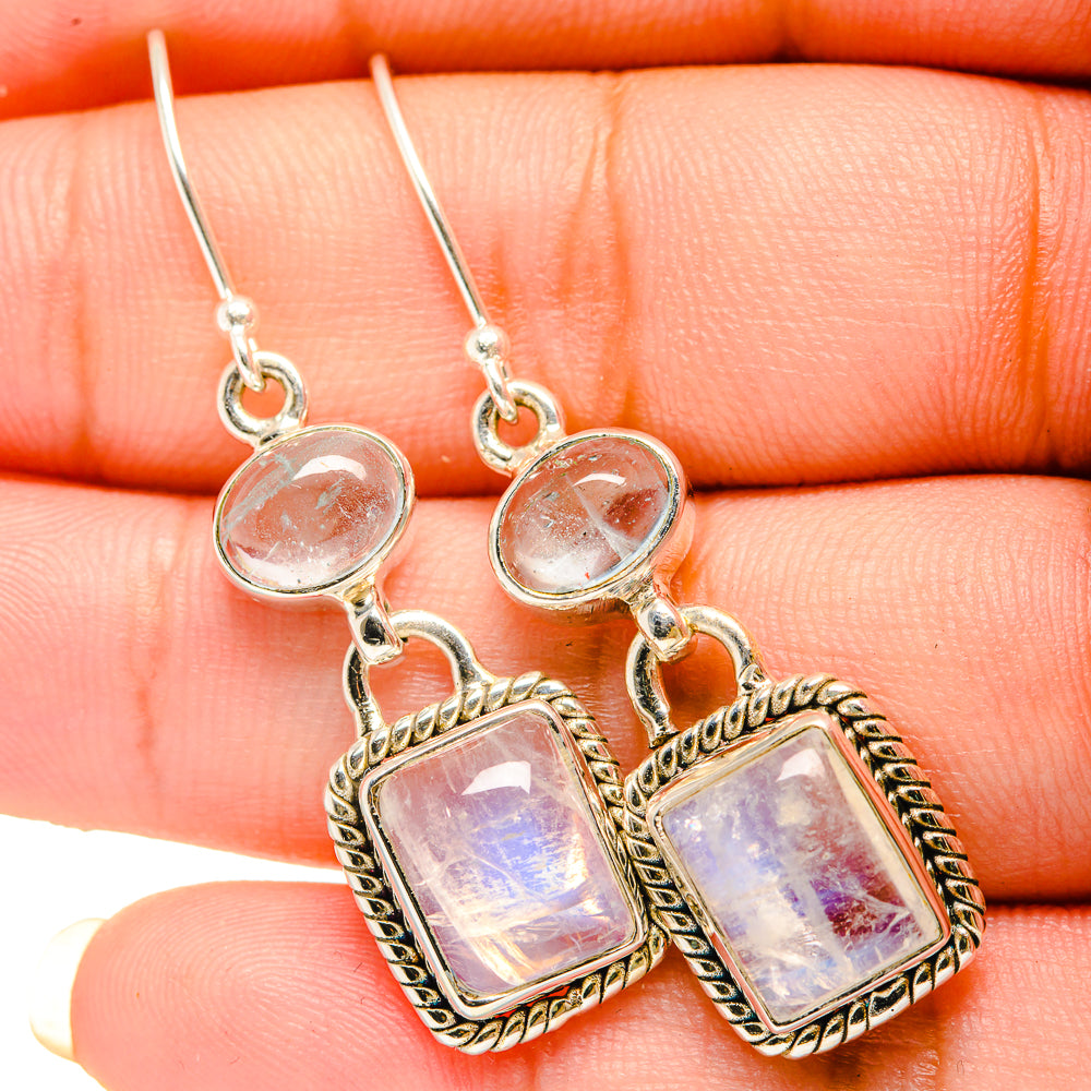 Rainbow Moonstone Earrings handcrafted by Ana Silver Co - EARR419554