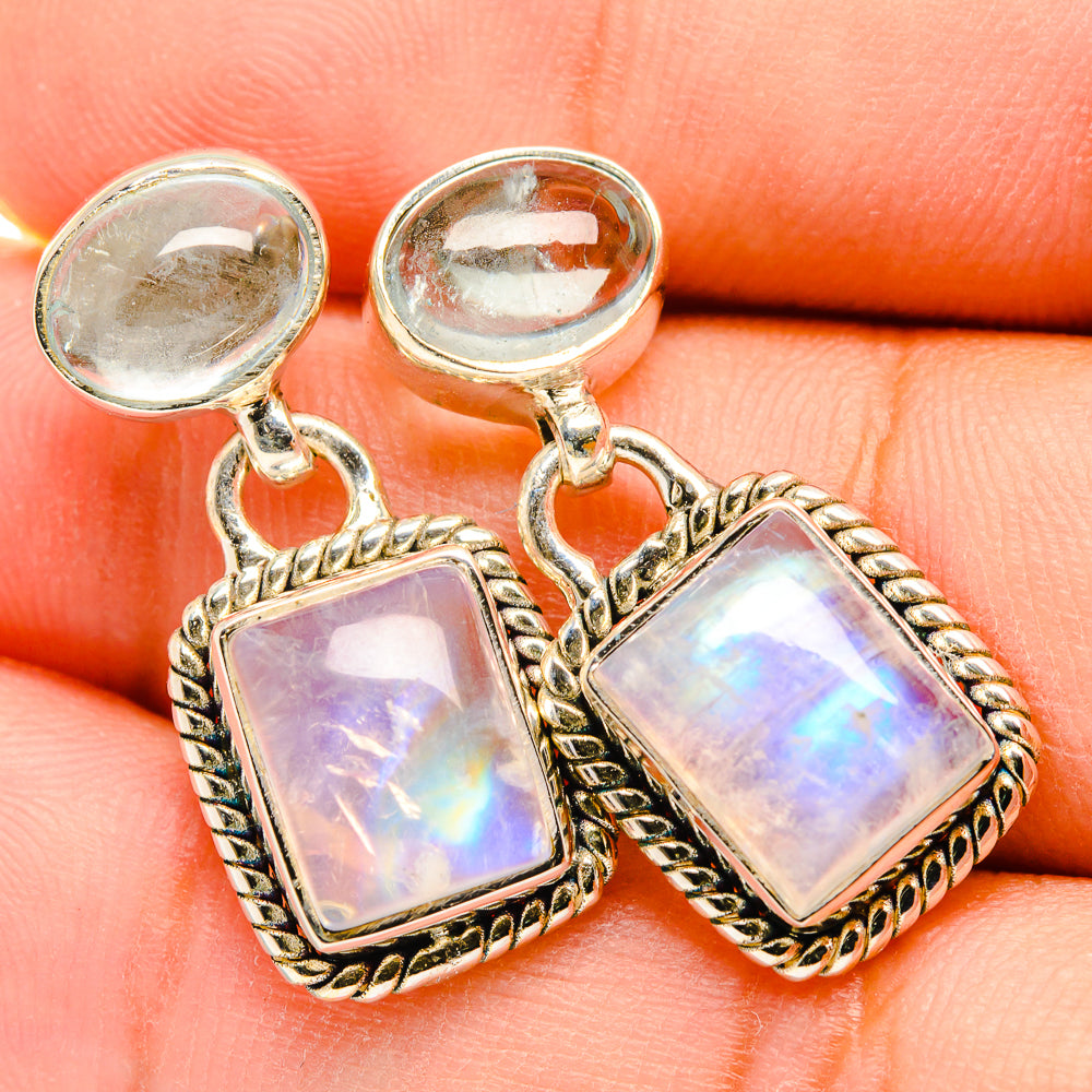 Rainbow Moonstone Earrings handcrafted by Ana Silver Co - EARR419603