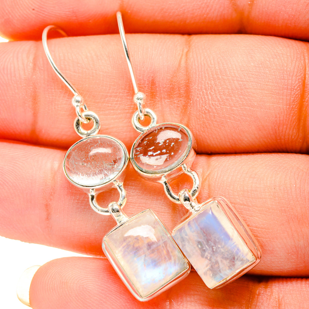 Rainbow Moonstone Earrings handcrafted by Ana Silver Co - EARR419607