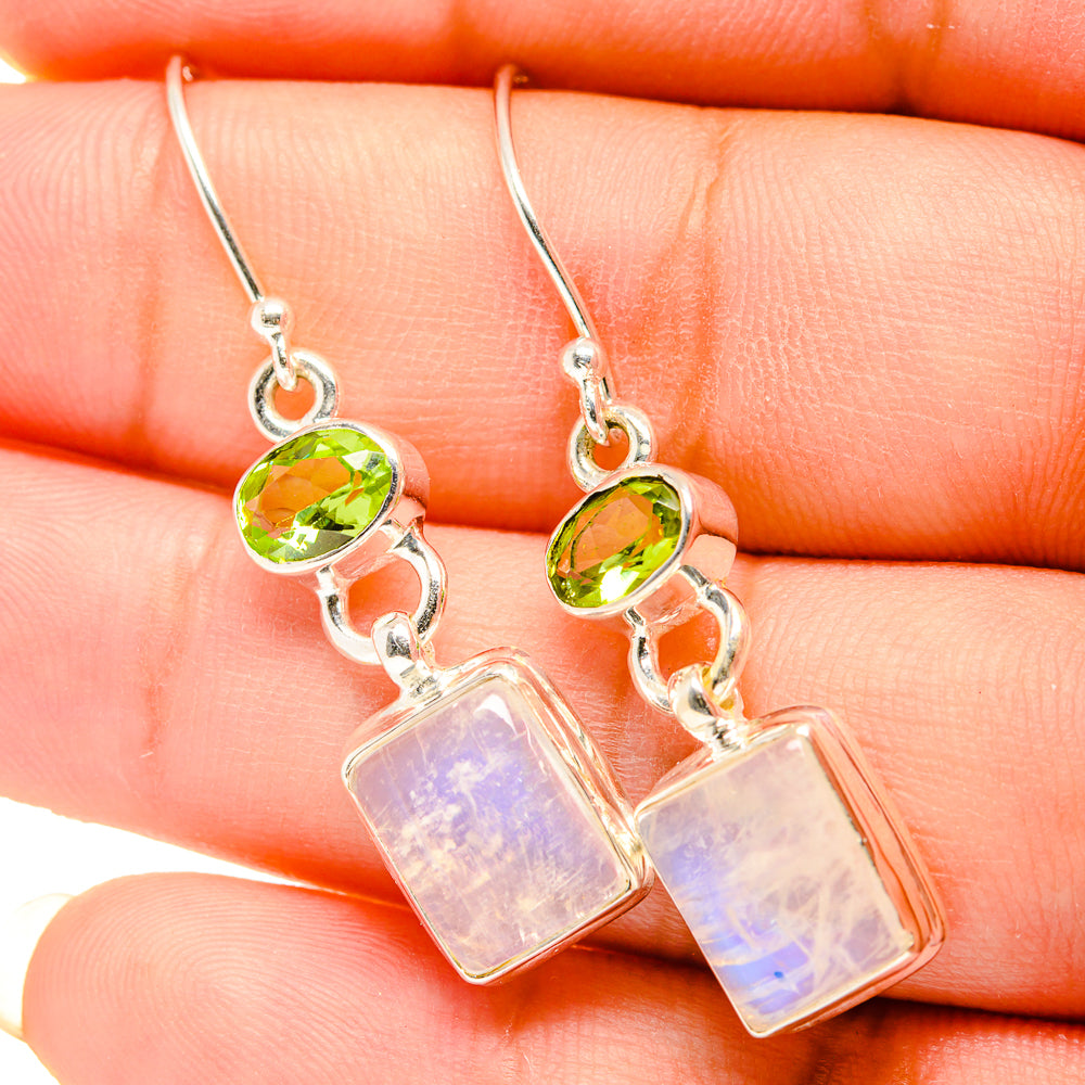 Rainbow Moonstone Earrings handcrafted by Ana Silver Co - EARR419610