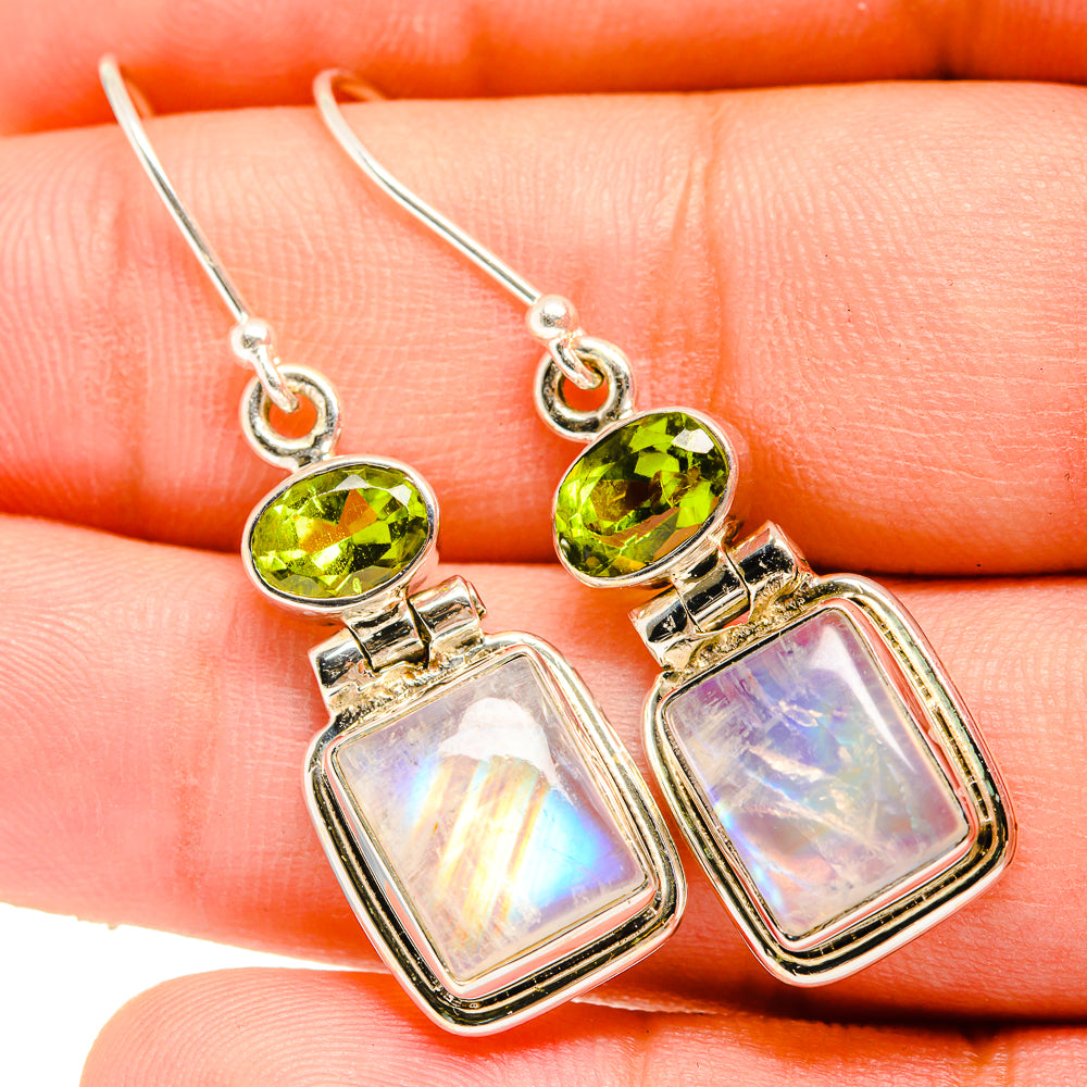Rainbow Moonstone Earrings handcrafted by Ana Silver Co - EARR419616