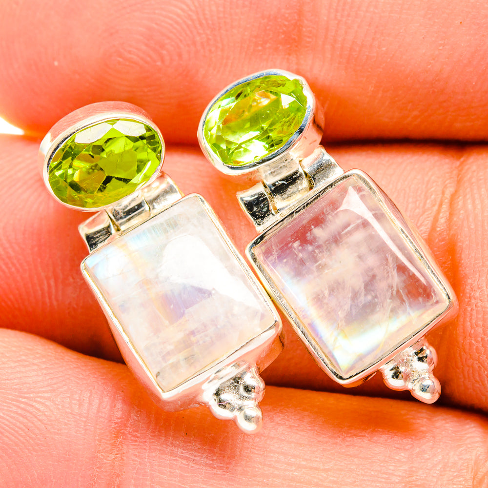 Rainbow Moonstone Earrings handcrafted by Ana Silver Co - EARR419622