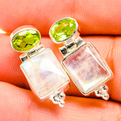 Rainbow Moonstone Earrings handcrafted by Ana Silver Co - EARR419622