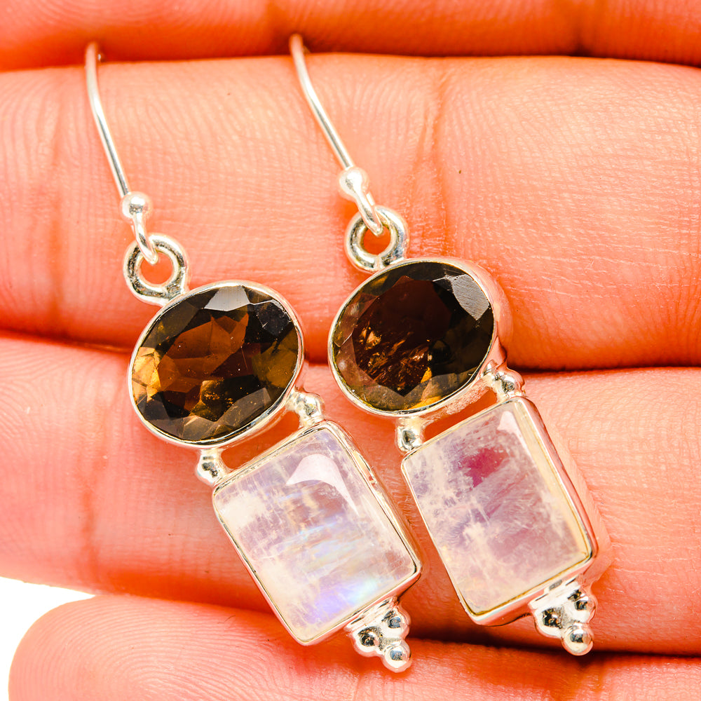 Rainbow Moonstone Earrings handcrafted by Ana Silver Co - EARR419643