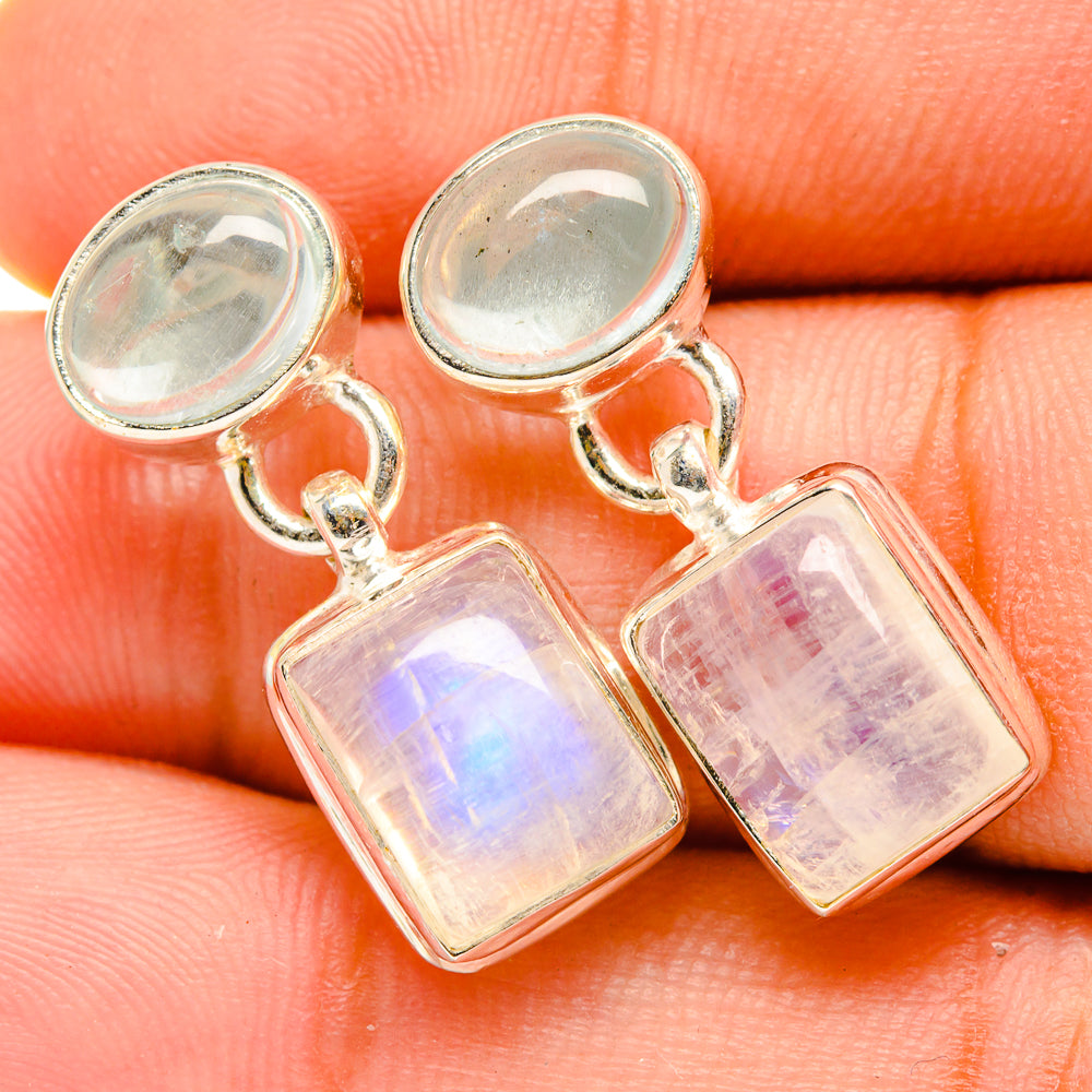 Rainbow Moonstone Earrings handcrafted by Ana Silver Co - EARR419645