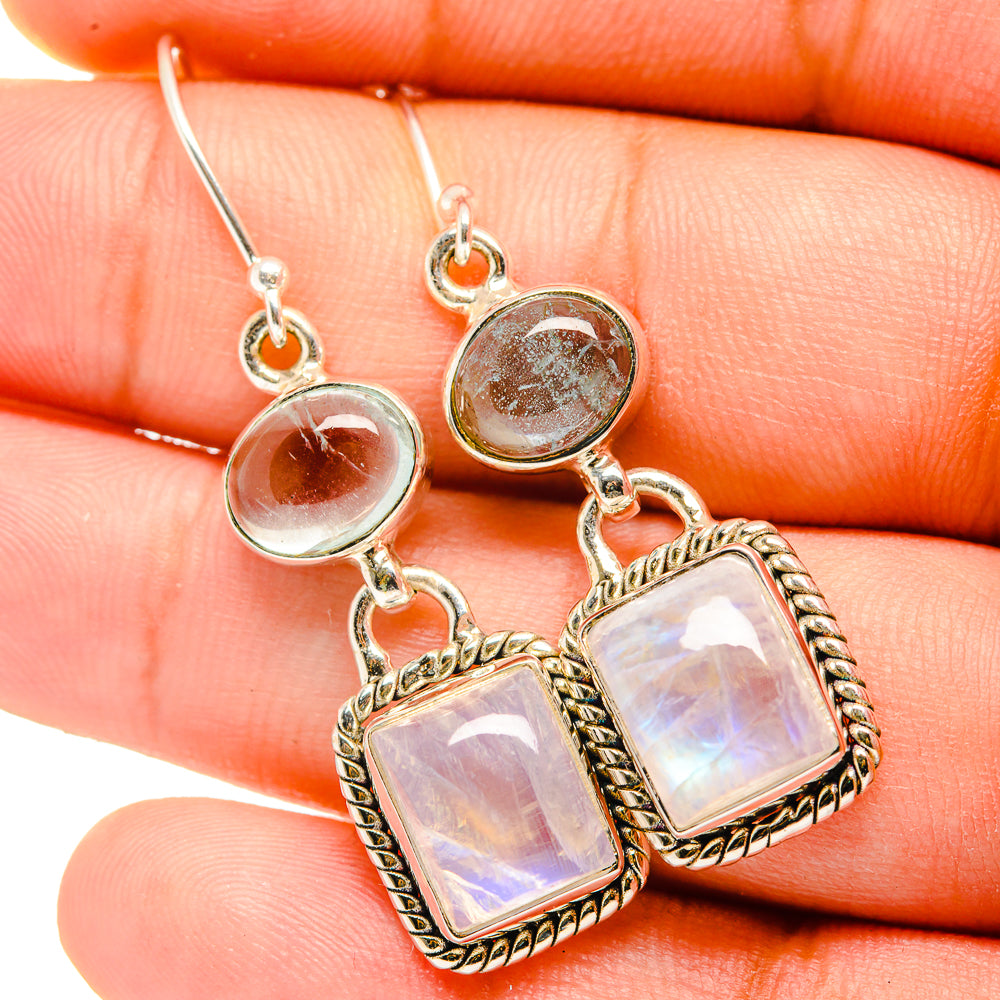 Rainbow Moonstone Earrings handcrafted by Ana Silver Co - EARR419649