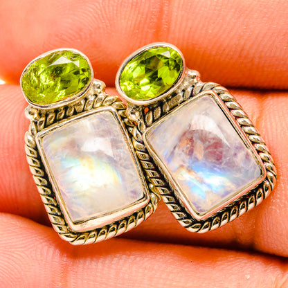 Rainbow Moonstone Earrings handcrafted by Ana Silver Co - EARR419652
