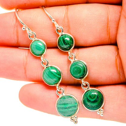 Malachite Earrings handcrafted by Ana Silver Co - EARR419653