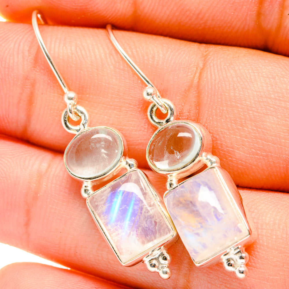 Rainbow Moonstone Earrings handcrafted by Ana Silver Co - EARR419655