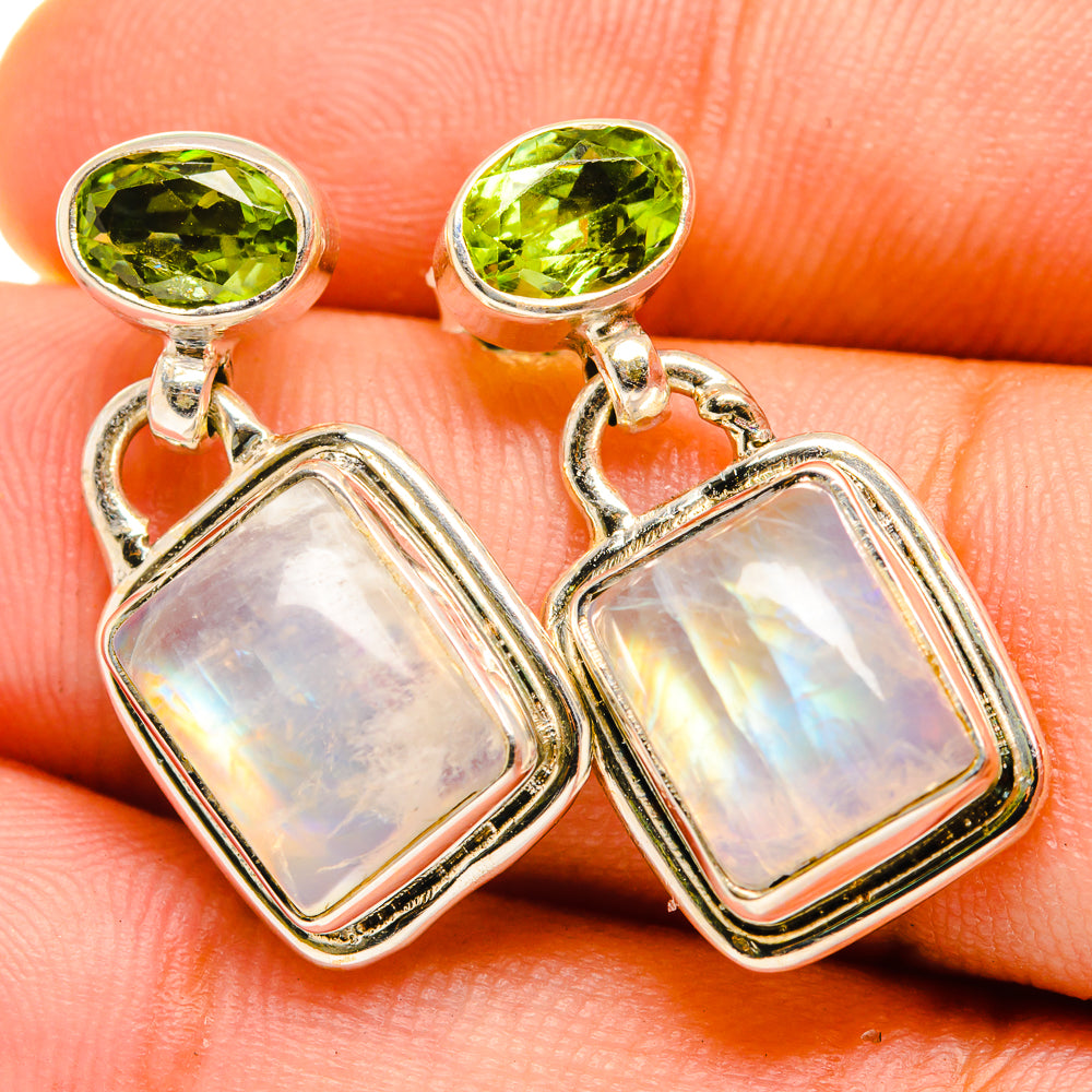 Rainbow Moonstone Earrings handcrafted by Ana Silver Co - EARR419660
