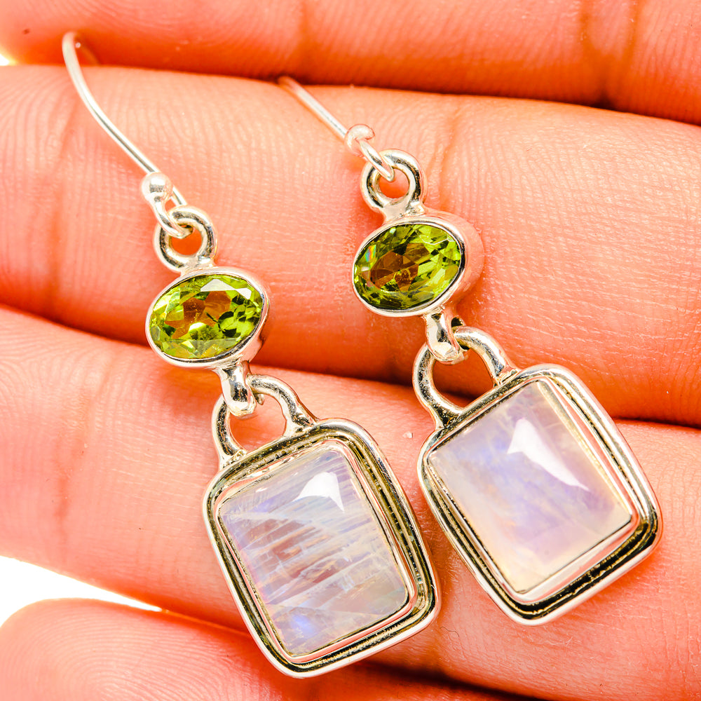 Rainbow Moonstone Earrings handcrafted by Ana Silver Co - EARR419661