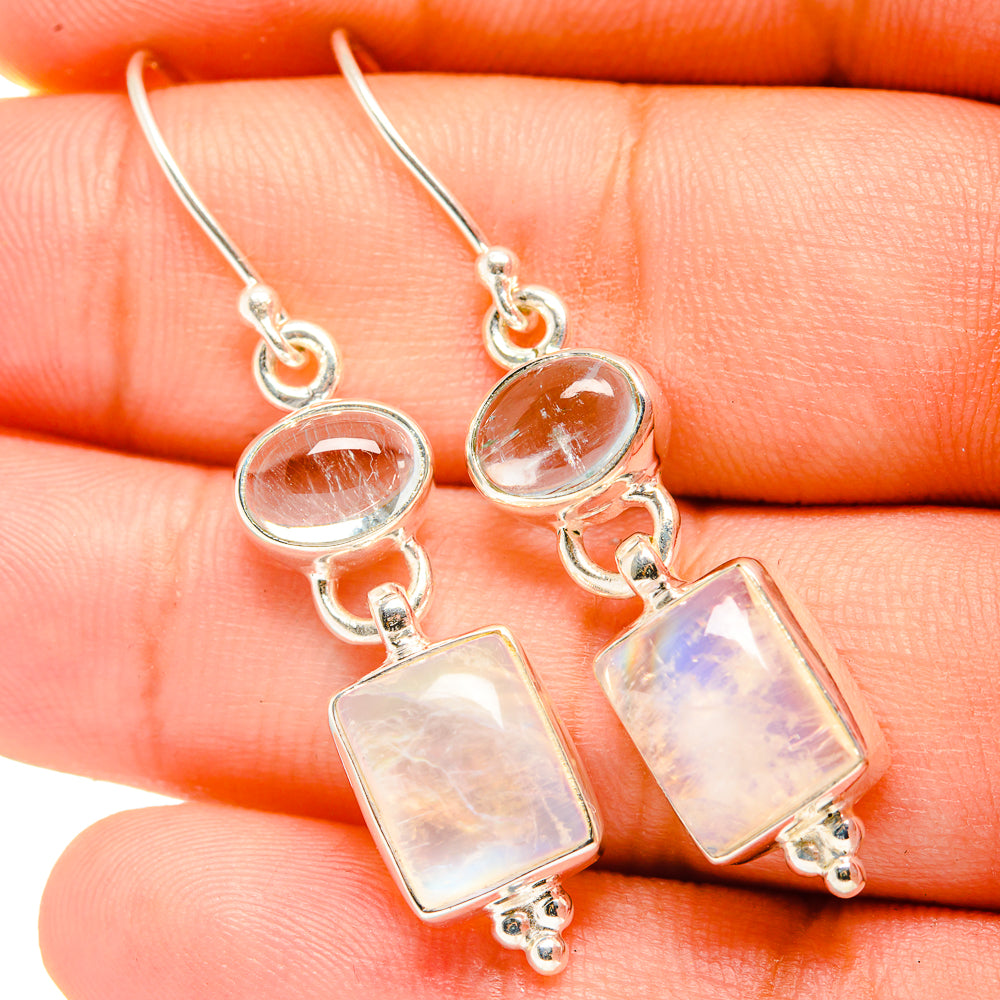 Rainbow Moonstone Earrings handcrafted by Ana Silver Co - EARR419663