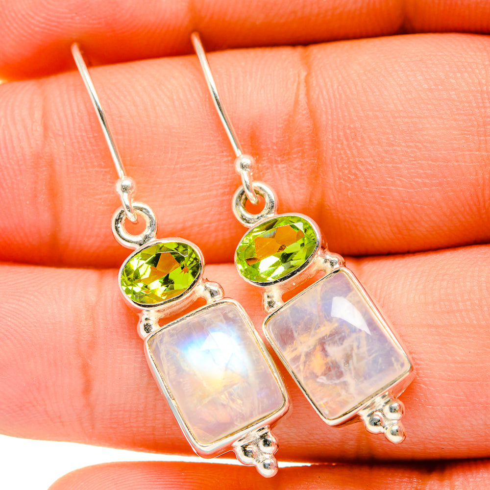 Rainbow Moonstone Earrings handcrafted by Ana Silver Co - EARR419707