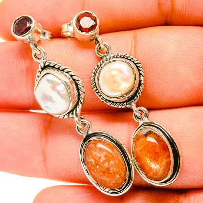 Sunstone Earrings handcrafted by Ana Silver Co - EARR419720