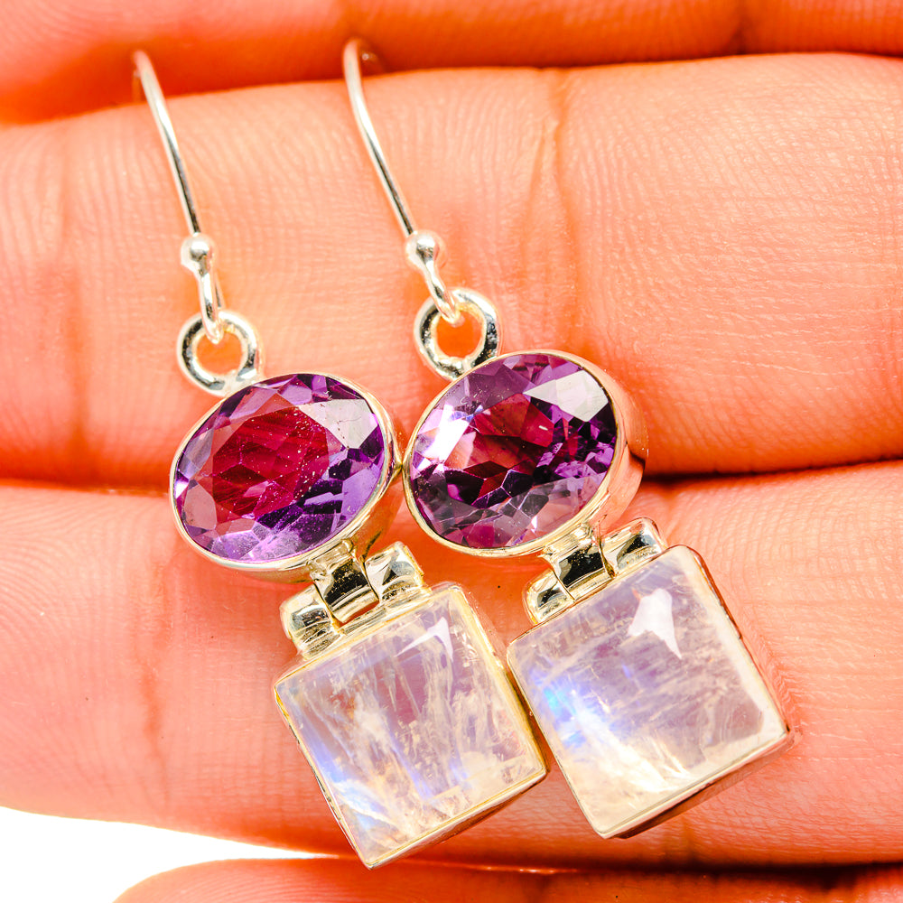 Rainbow Moonstone Earrings handcrafted by Ana Silver Co - EARR419721