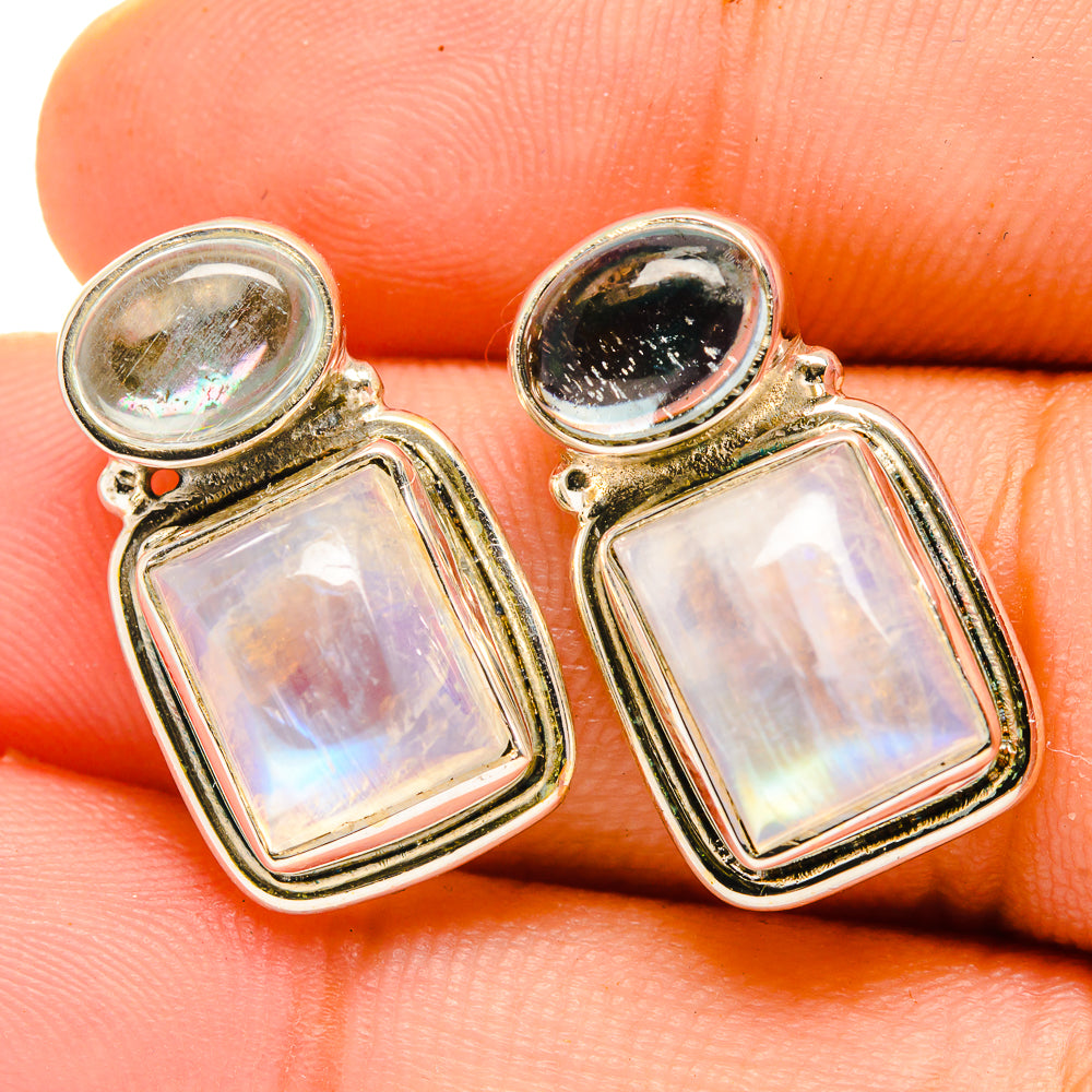 Rainbow Moonstone Earrings handcrafted by Ana Silver Co - EARR419731