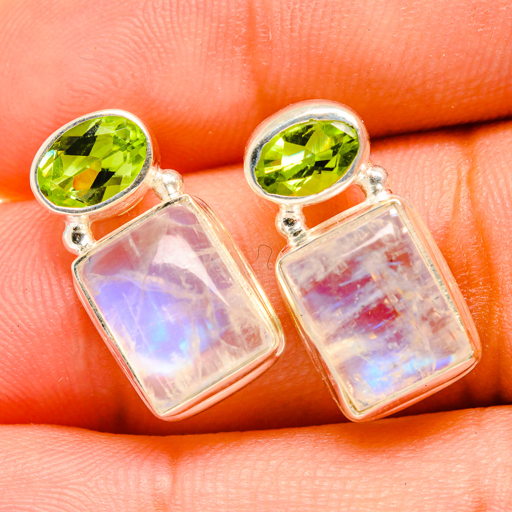 Rainbow Moonstone Earrings handcrafted by Ana Silver Co - EARR419775