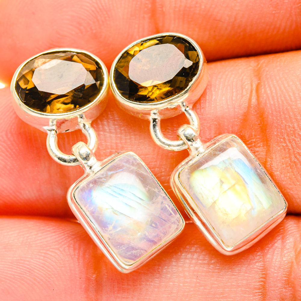 Rainbow Moonstone Earrings handcrafted by Ana Silver Co - EARR419780