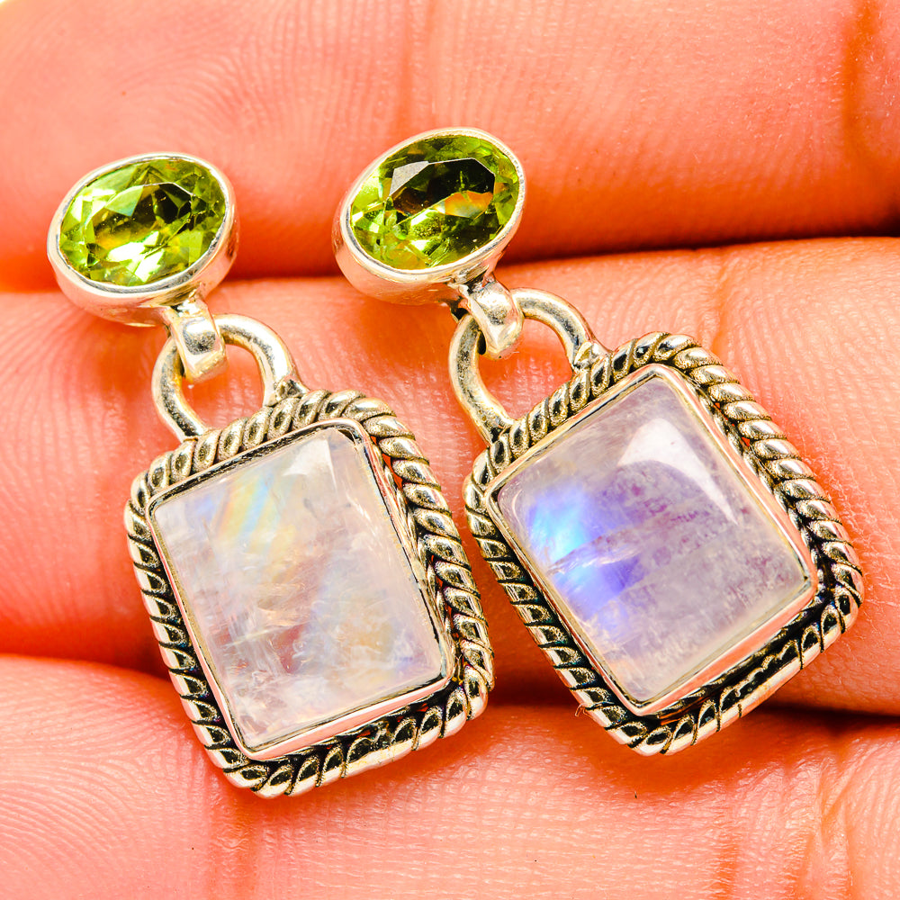Rainbow Moonstone Earrings handcrafted by Ana Silver Co - EARR419783