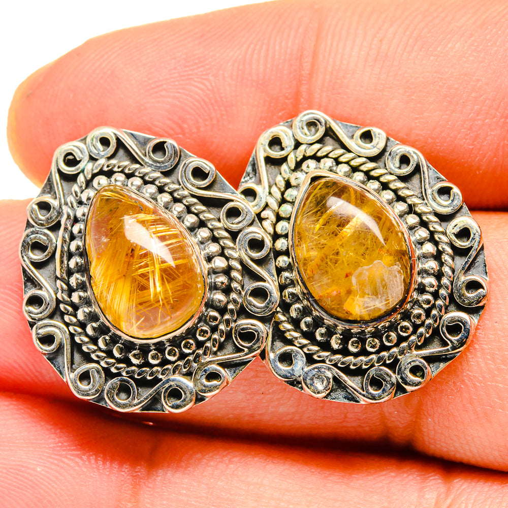 Rutilated Quartz Earrings handcrafted by Ana Silver Co - EARR419791