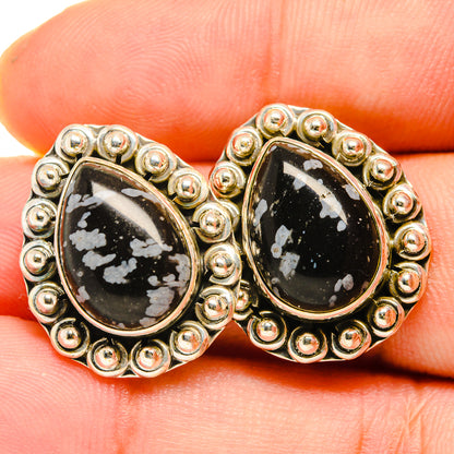Snowflake Obsidian Earrings handcrafted by Ana Silver Co - EARR419805