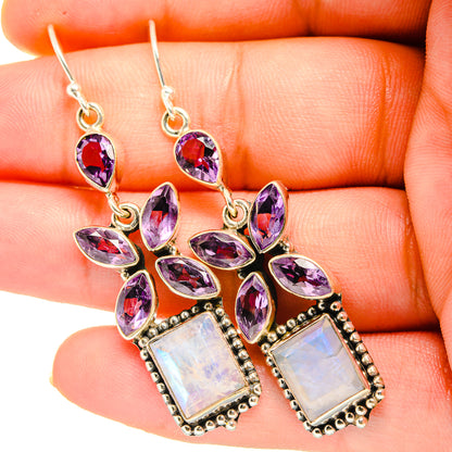 Rainbow Moonstone Earrings handcrafted by Ana Silver Co - EARR419811