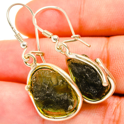 Czech Moldavite Earrings handcrafted by Ana Silver Co - EARR419818