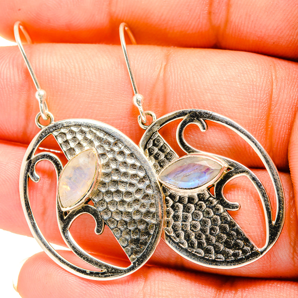 Rainbow Moonstone Earrings handcrafted by Ana Silver Co - EARR419824