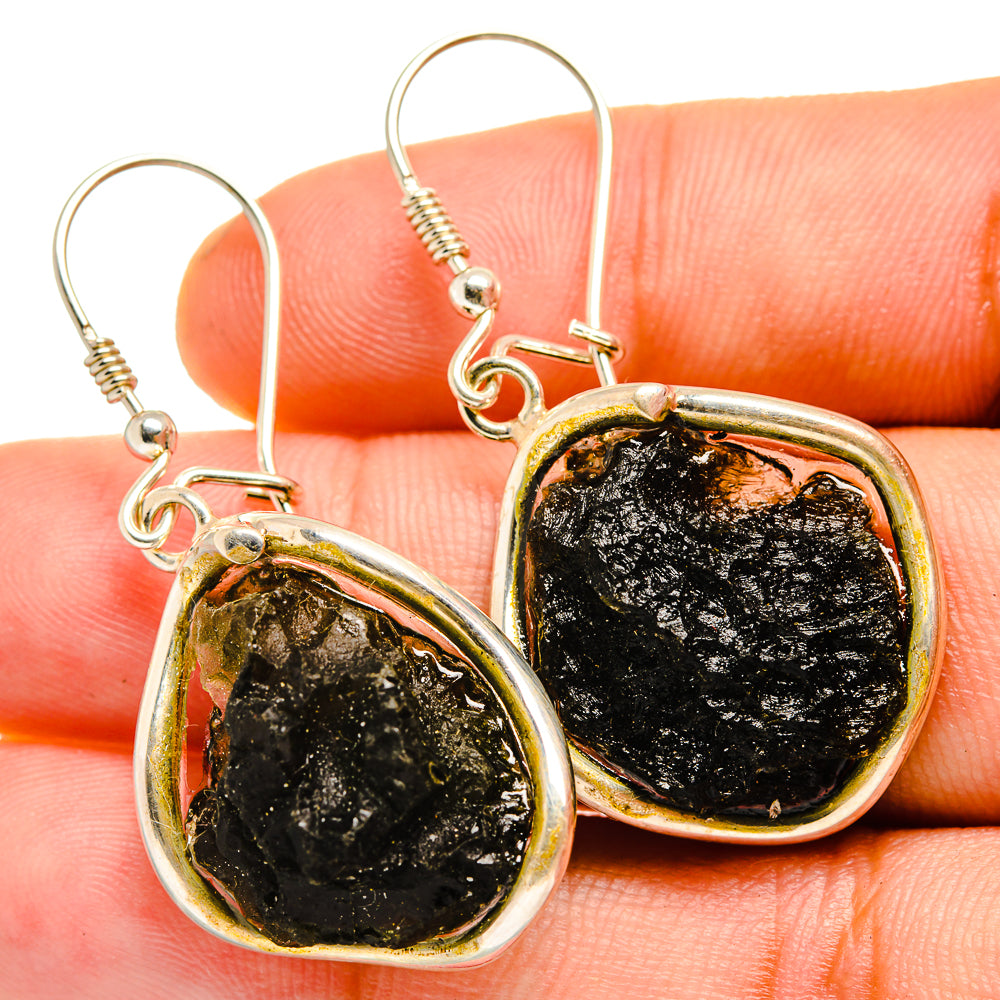 Czech Moldavite Earrings handcrafted by Ana Silver Co - EARR419827