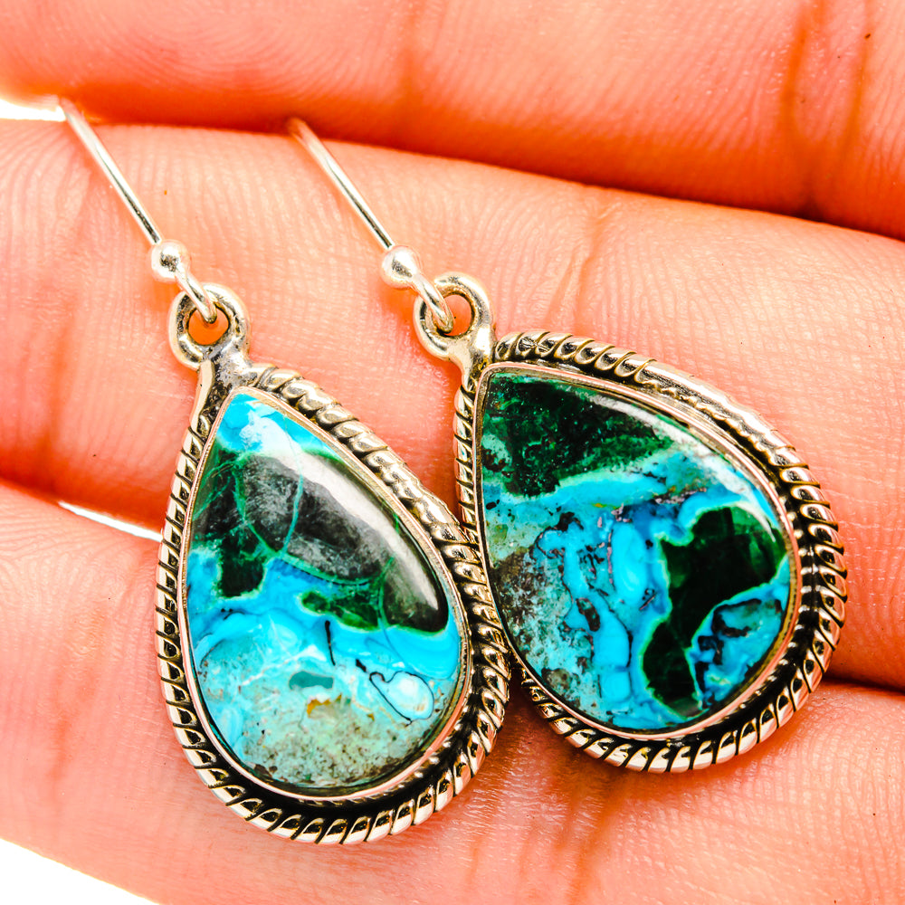 Malachite In Chrysocolla Earrings handcrafted by Ana Silver Co - EARR419836