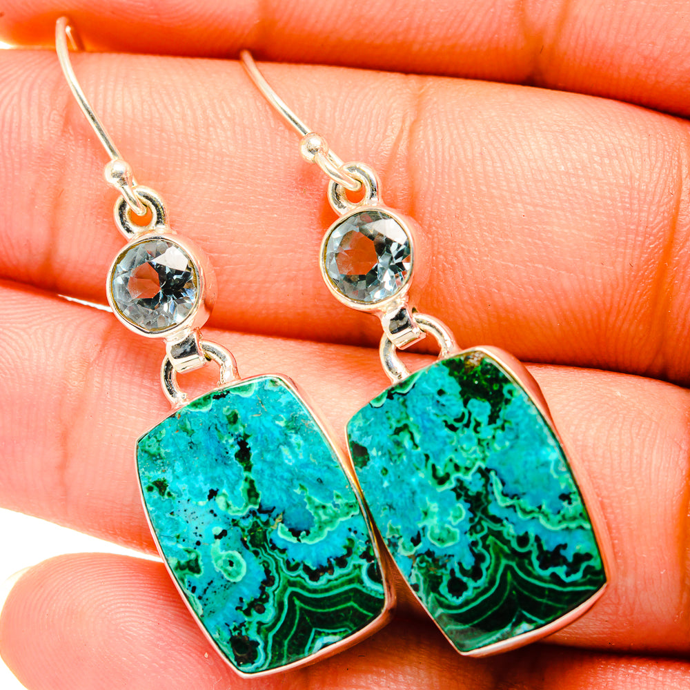 Malachite In Chrysocolla Earrings handcrafted by Ana Silver Co - EARR419863