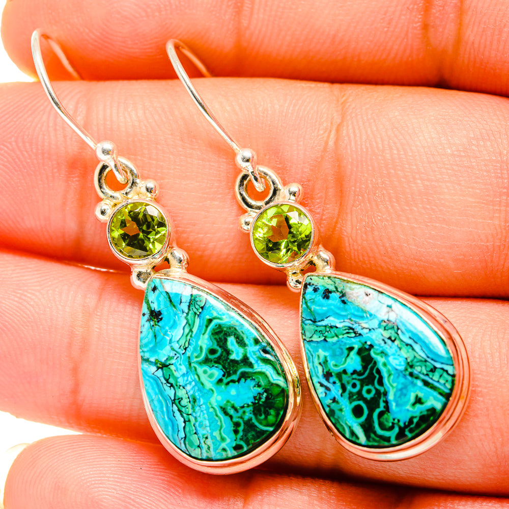 Malachite In Chrysocolla Earrings handcrafted by Ana Silver Co - EARR419878