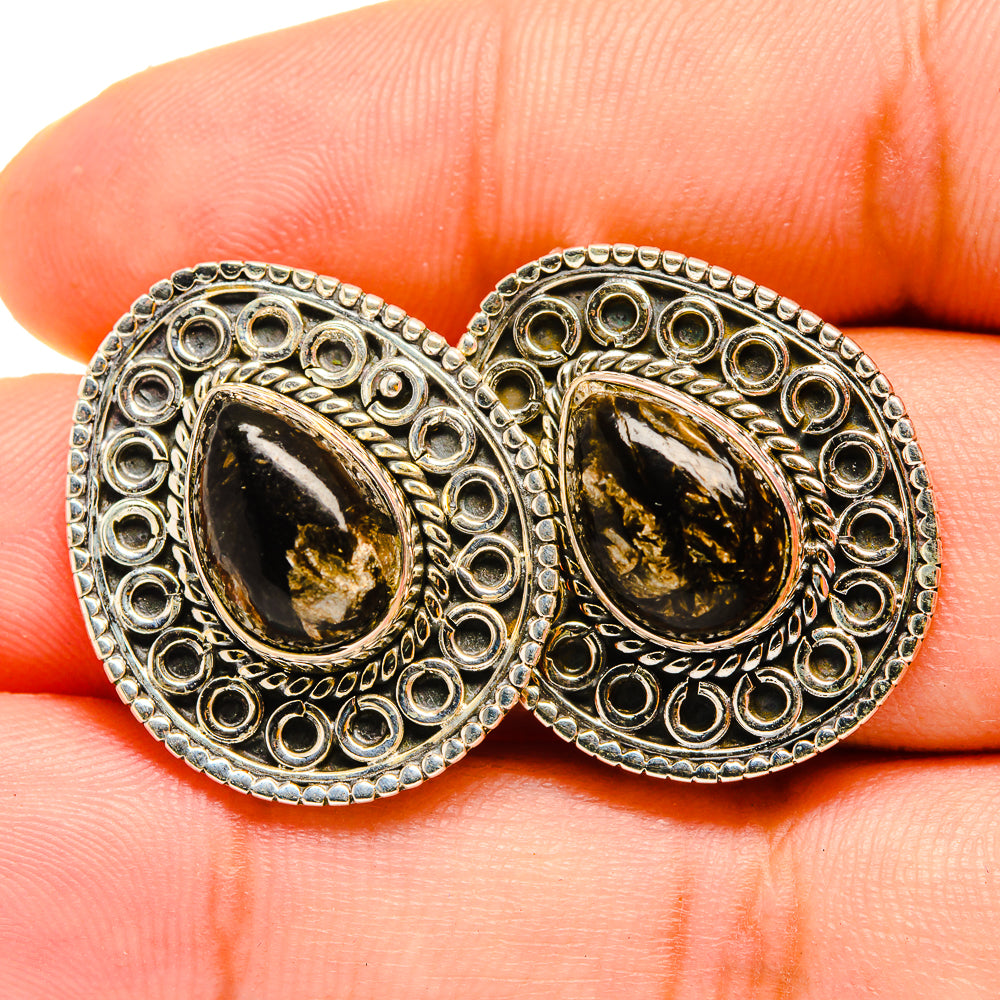 Golden Seraphinite Earrings handcrafted by Ana Silver Co - EARR419889