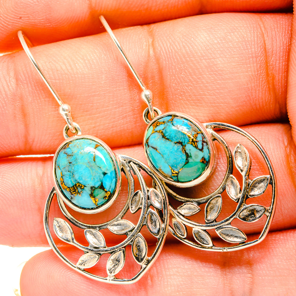 Blue Copper Composite Turquoise Earrings handcrafted by Ana Silver Co - EARR419913
