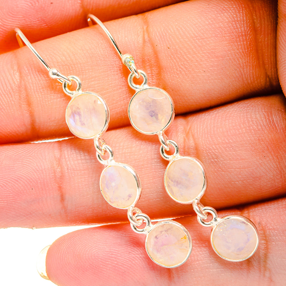 Rainbow Moonstone Earrings handcrafted by Ana Silver Co - EARR419929