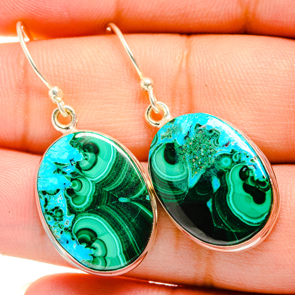 Malachite In Chrysocolla Earrings handcrafted by Ana Silver Co - EARR419930