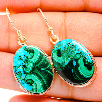 Malachite In Chrysocolla Earrings handcrafted by Ana Silver Co - EARR419930