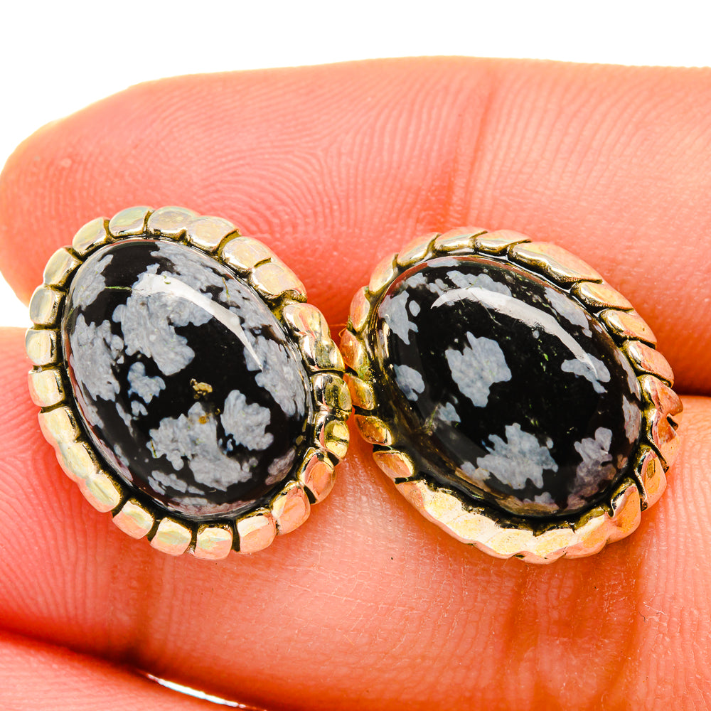 Snowflake Obsidian Earrings handcrafted by Ana Silver Co - EARR419968