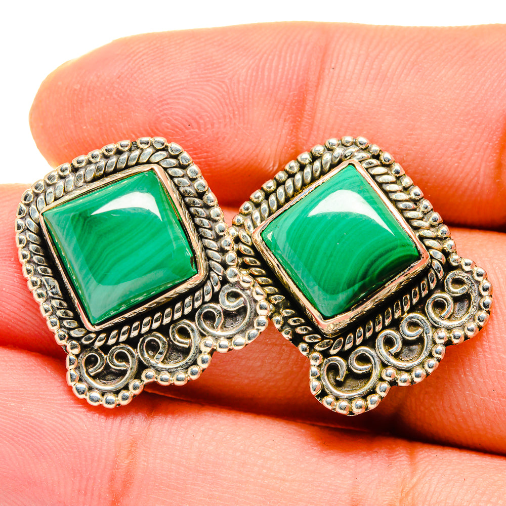 Malachite Earrings handcrafted by Ana Silver Co - EARR419971
