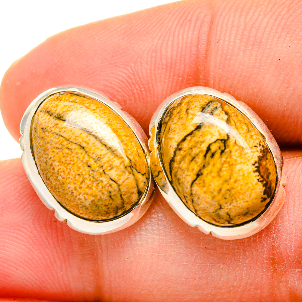 Picture Jasper Earrings handcrafted by Ana Silver Co - EARR419980