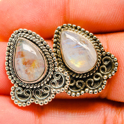 Rainbow Moonstone Earrings handcrafted by Ana Silver Co - EARR419981