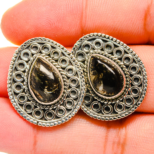 Golden Seraphinite Earrings handcrafted by Ana Silver Co - EARR419998