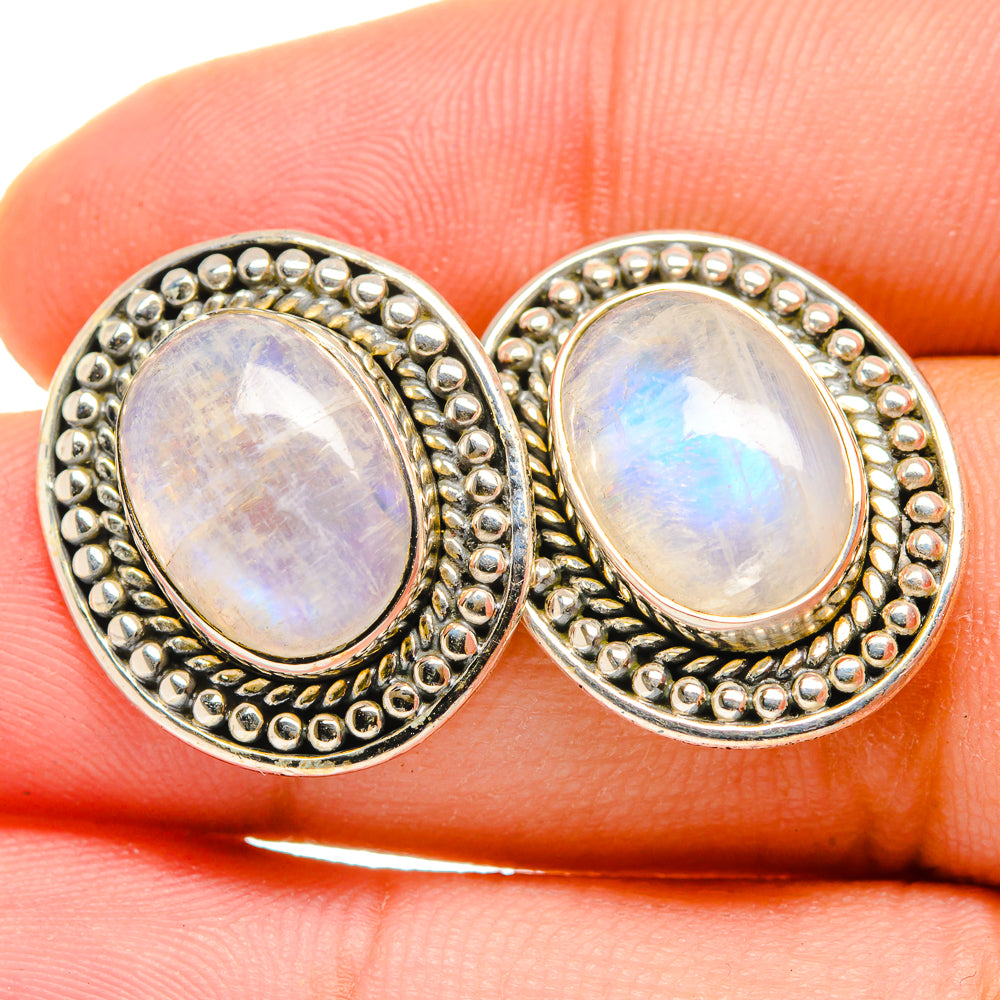 Rainbow Moonstone Earrings handcrafted by Ana Silver Co - EARR420000