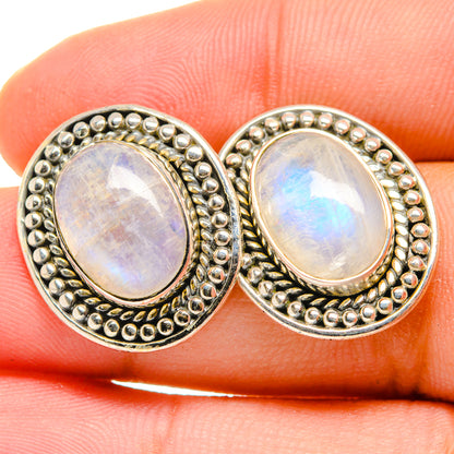 Rainbow Moonstone Earrings handcrafted by Ana Silver Co - EARR420000
