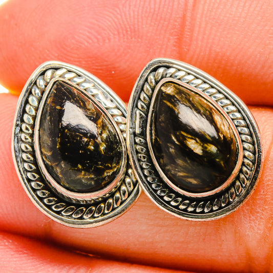 Golden Seraphinite Earrings handcrafted by Ana Silver Co - EARR420005