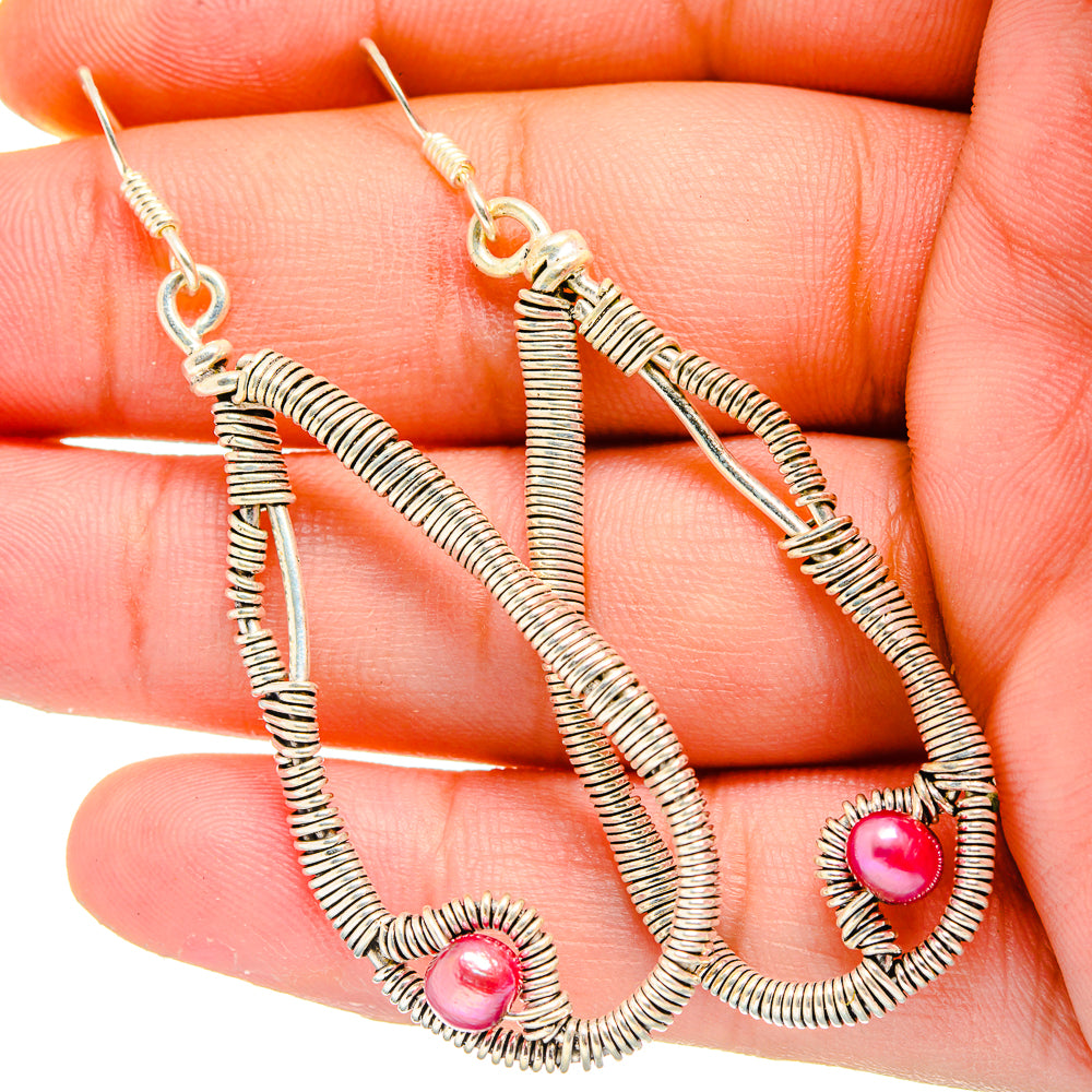 Pink Cultured Pearl Earrings handcrafted by Ana Silver Co - EARR420013