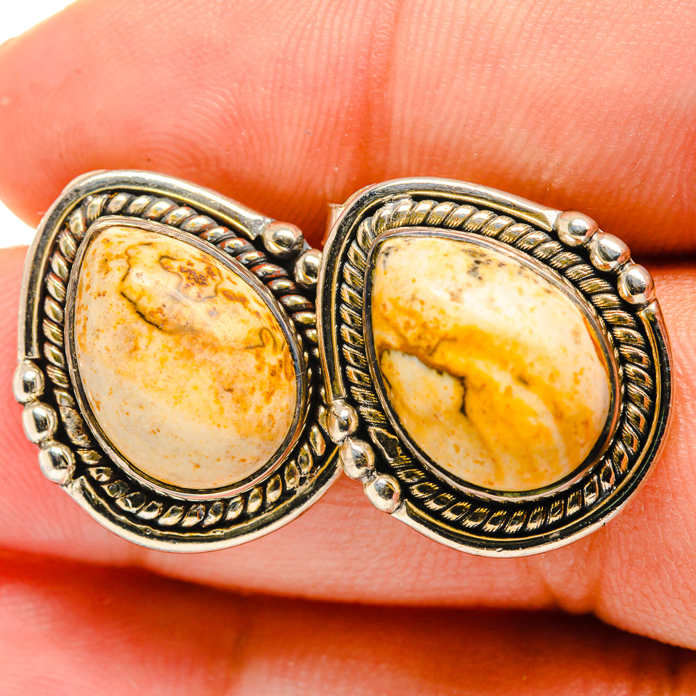 Picture Jasper Earrings handcrafted by Ana Silver Co - EARR420016