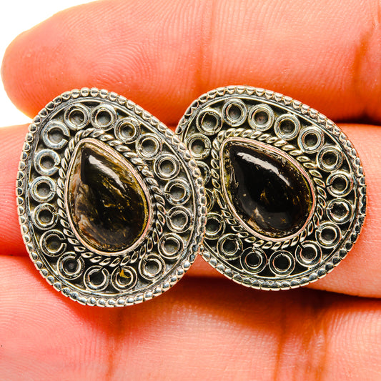Golden Seraphinite Earrings handcrafted by Ana Silver Co - EARR420030