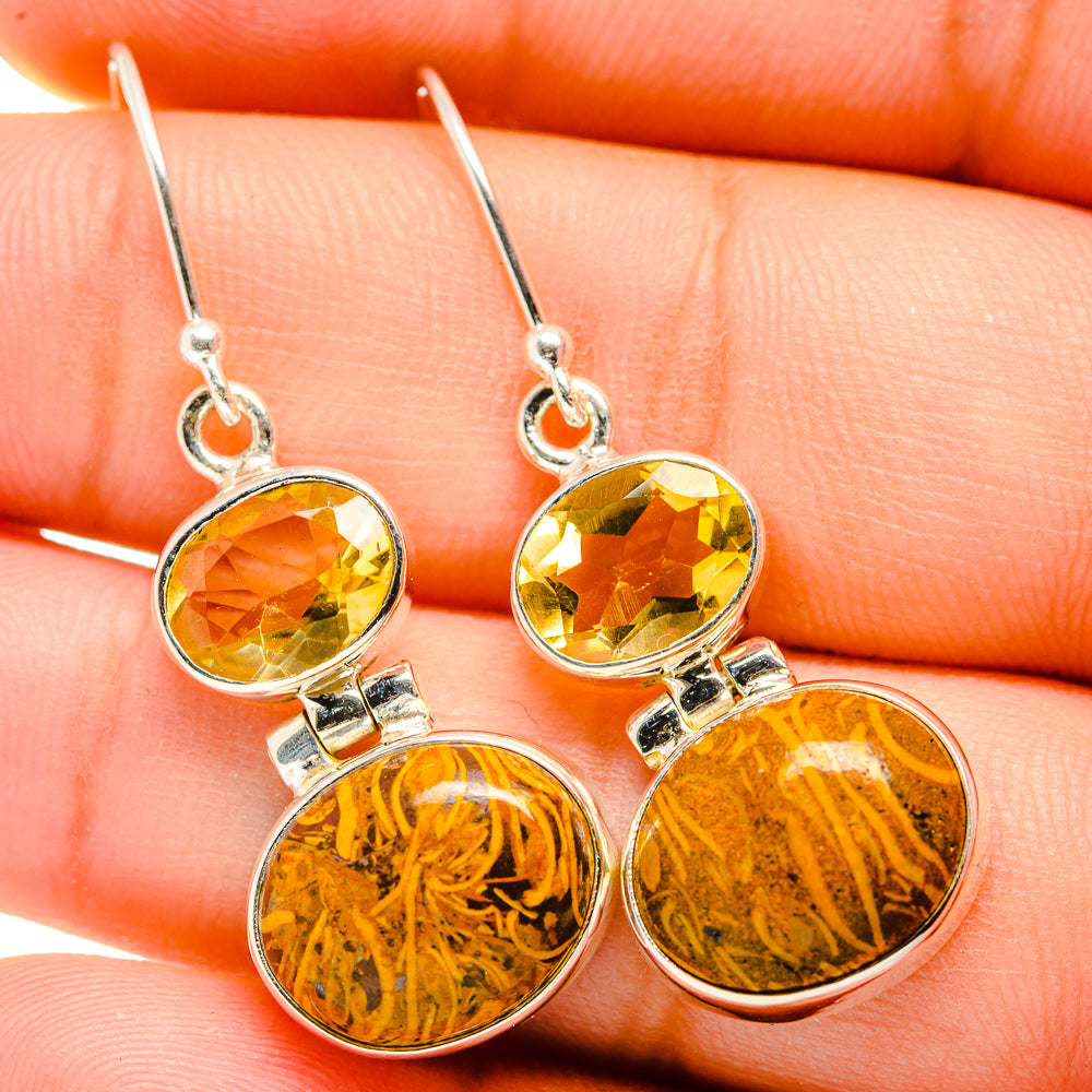 Palm Wood Jasper Earrings handcrafted by Ana Silver Co - EARR420035