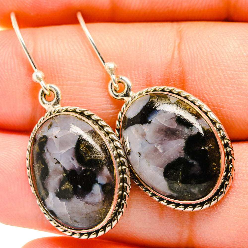 925 sterling silver gabbro stone drop earrings with oval faceted stones, rope frame